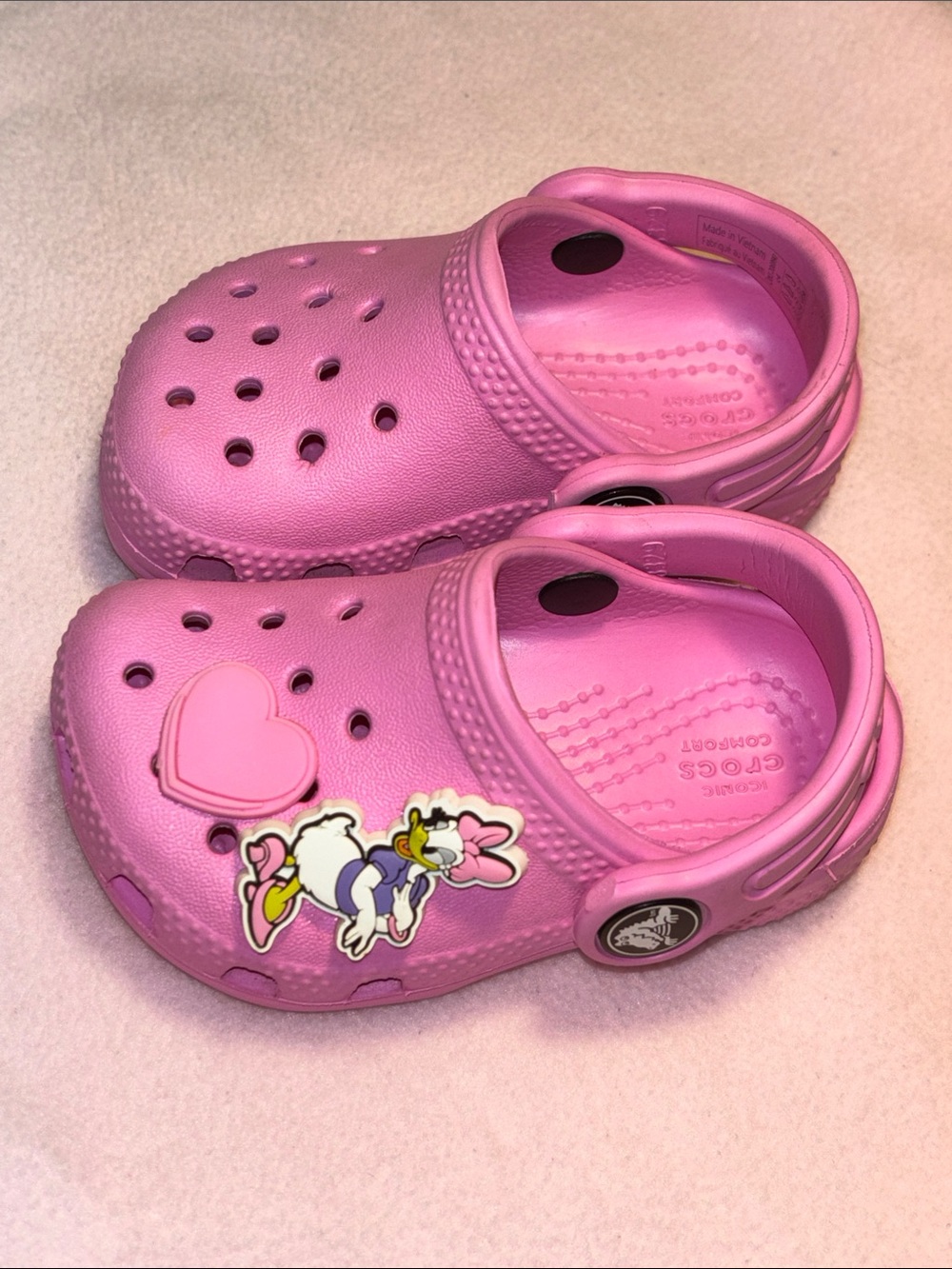 Pink Crocs with Disney/Heart Charms - Baby/Toddler Girl
